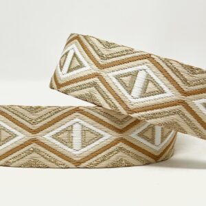 Web07/GG - Geometric Dual Sided Metallic Gold Bronze Webbing (38mm wide)