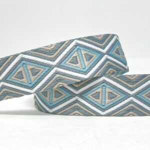 Web06/GG - Geometric Dual Sided Blue Stone Webbing (38mm wide)