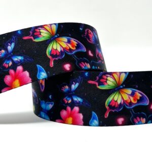 Web08/GG - Midnight Butterfly Nylon Webbing (38mm wide)