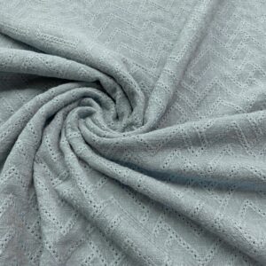 C22/GG -Soft Caribbean Blue Chevron Embroidered Cotton Gauze
